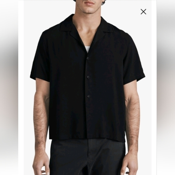 Rag & bone Avery Button-Up black Shirt short sleeve soft sz Xl - Picture 1 of 8